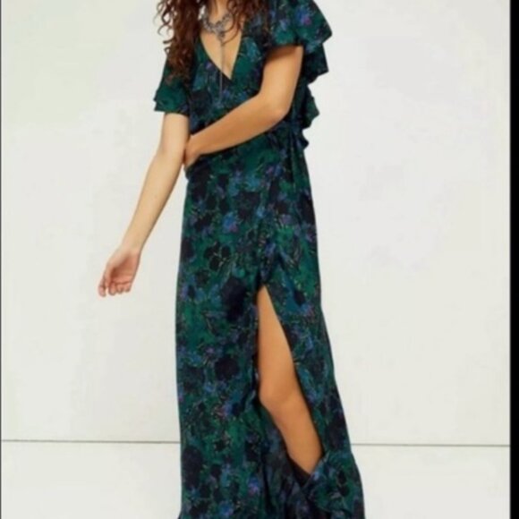 Free People Josephine Silk Maxi Dress size Large - Picture 2 of 5